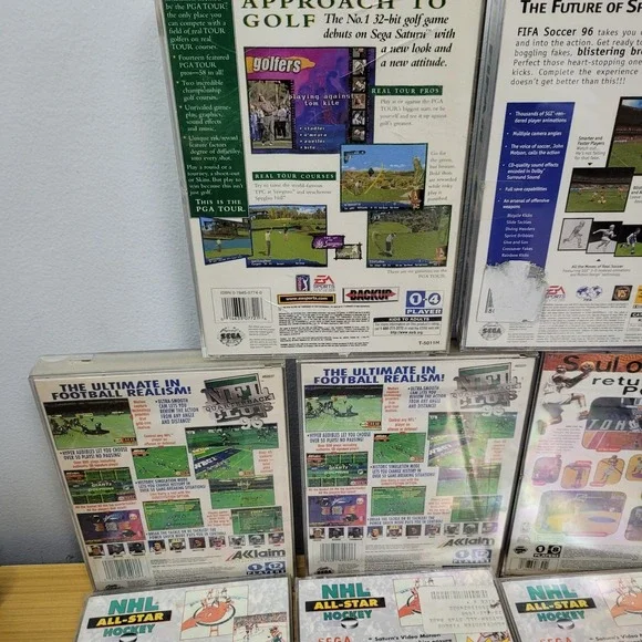 Sega Saturn Game Bundle Lot of 15 PGA Tour Fifa Madden 97 98 NHL Hockey World